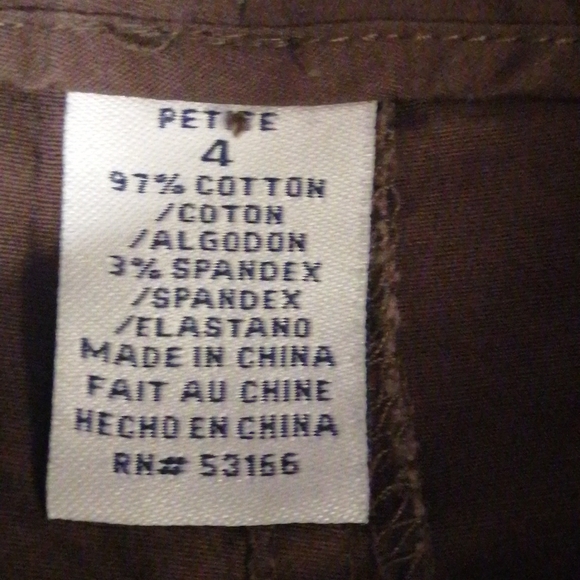 NWOT,Caribbean Joe ,dark brown ,ladies capris, size 4 petite - Picture 9 of 10